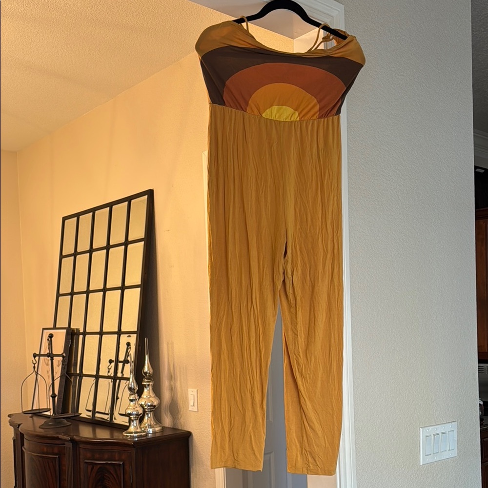 RVCA Brown Jumpsuit with Relaxed Fit and Lightweight Fabric